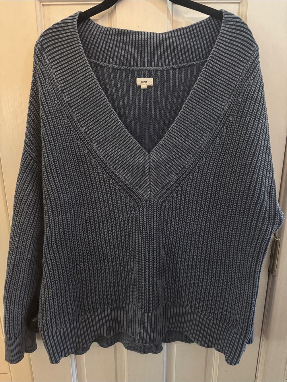aerie Ribbed V-Neck Sweater - blue